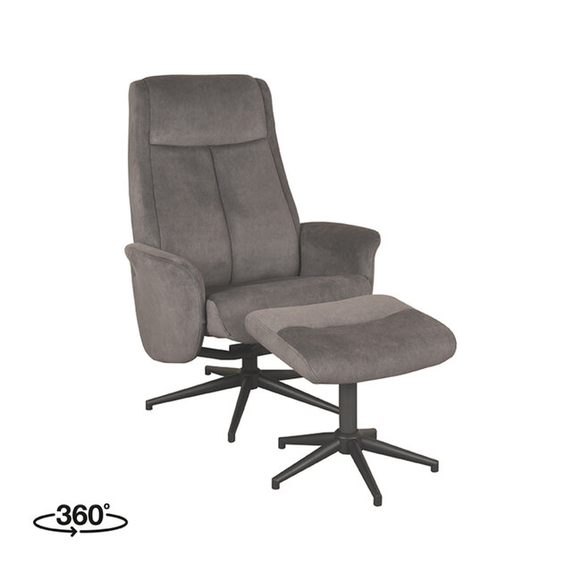 Label51 LABEL51 Fauteuil Bergen - Antraciet - Cosmo - Incl. Hocker