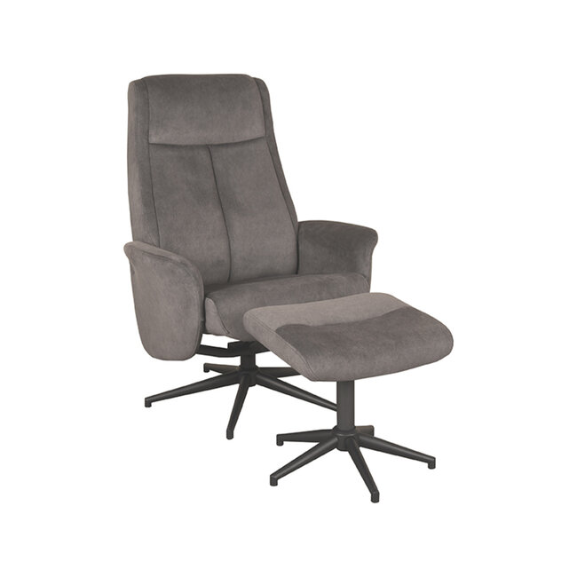 Label51 LABEL51 Fauteuil Bergen - Antraciet - Cosmo - Incl. Hocker