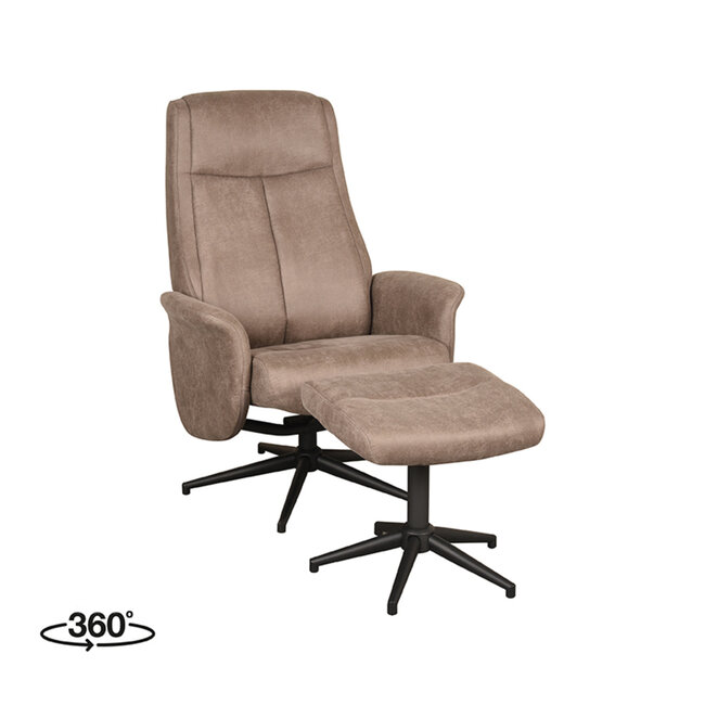 Label51 LABEL51 Fauteuil Bergen - Taupe - Micro Suede - Incl. Hocker