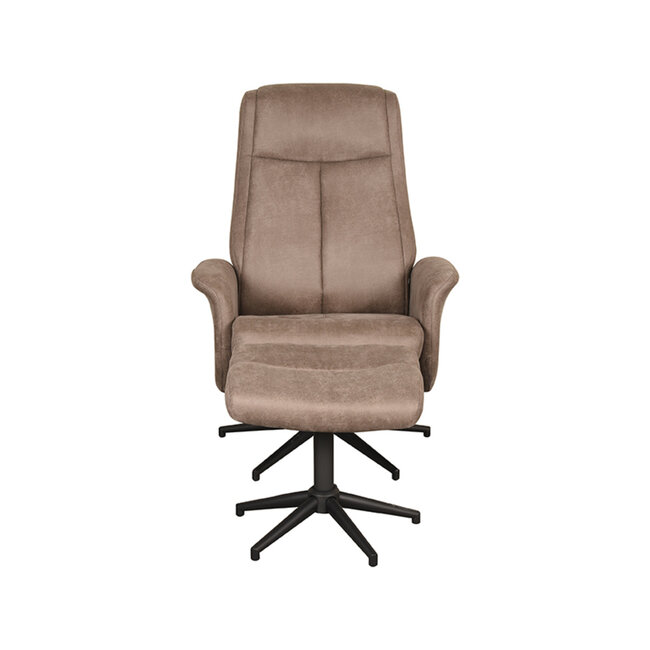 Label51 LABEL51 Fauteuil Bergen - Taupe - Micro Suede - Incl. Hocker