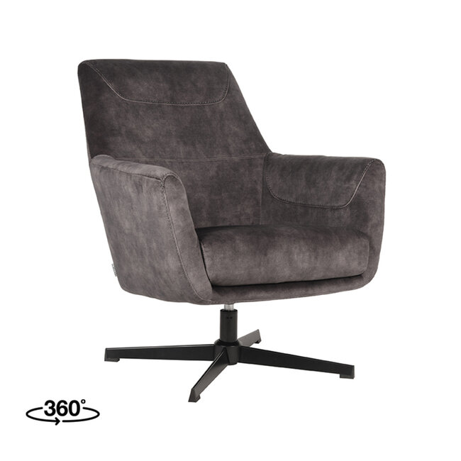 Label51 LABEL51 Fauteuil Toby - Antraciet - Velours
