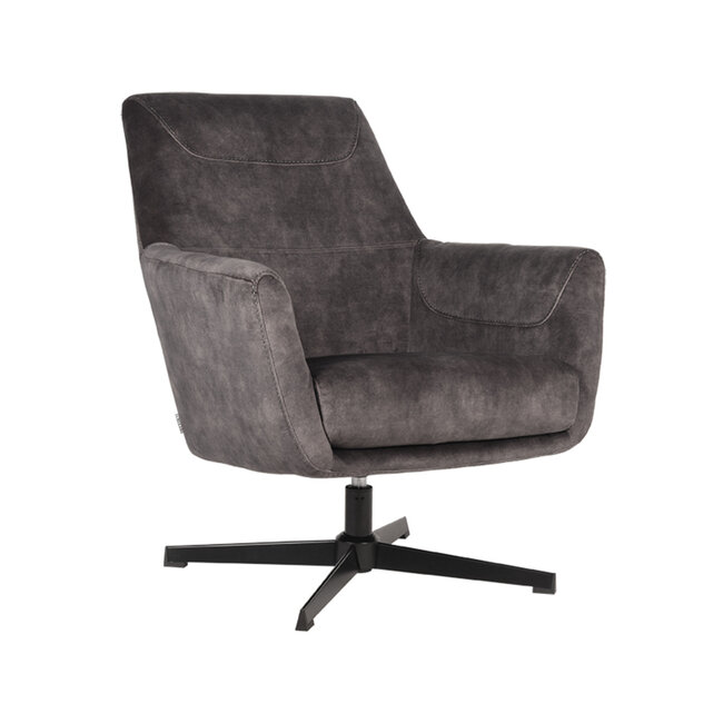 Label51 LABEL51 Fauteuil Toby - Antraciet - Velours