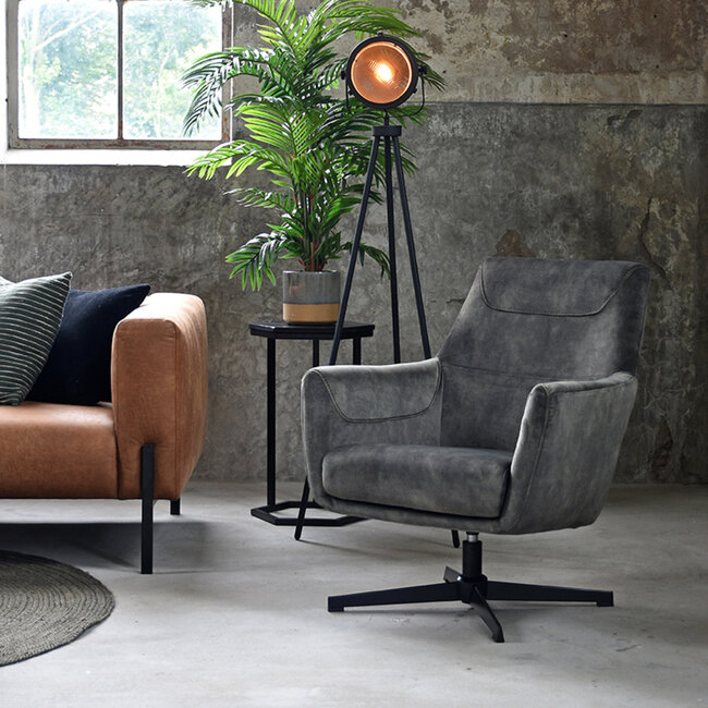 Label51 LABEL51 Fauteuil Toby - Antraciet - Velours