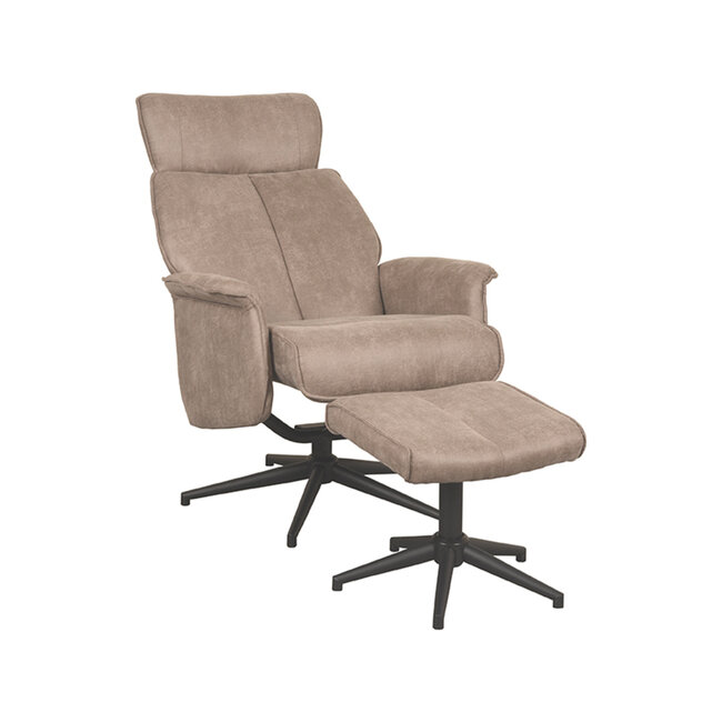 Label51 LABEL51 Fauteuil Verdal - Taupe - Micro Suede - Incl. Hocker