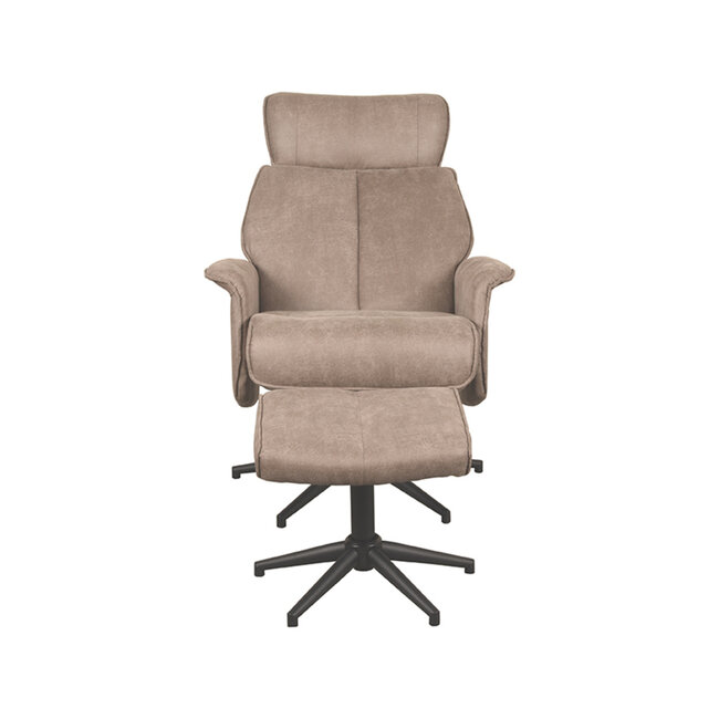 Label51 LABEL51 Fauteuil Verdal - Taupe - Micro Suede - Incl. Hocker