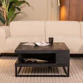 Label51 LABEL51 Salontafel Cube - Zwart - Mangohout - 80 cm