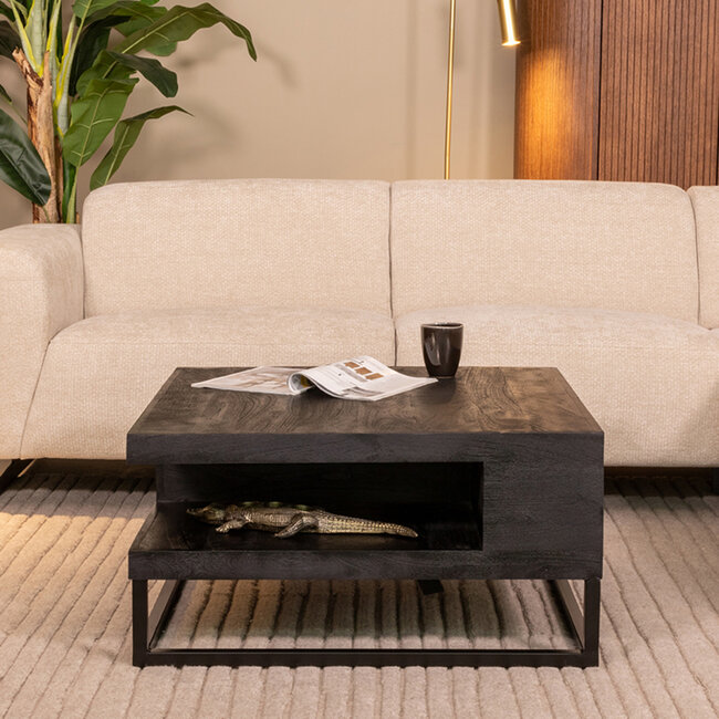 Label51 LABEL51 Salontafel Cube - Zwart - Mangohout - 80 cm