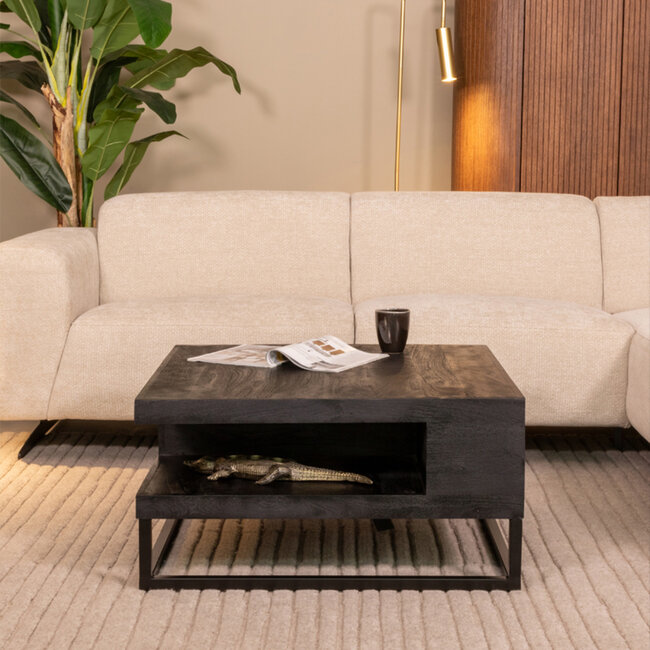 Label51 LABEL51 Salontafel Cube - Zwart - Mangohout - 80 cm