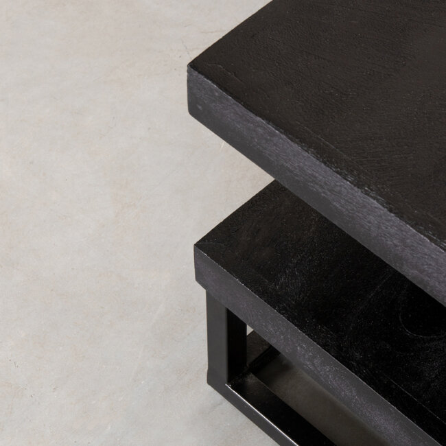 Label51 LABEL51 Salontafel Cube - Zwart - Mangohout - 80 cm