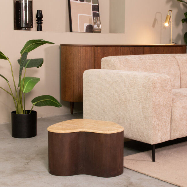 Label51 LABEL51 Salontafel Davi - Espresso - Travertin - 50 cm