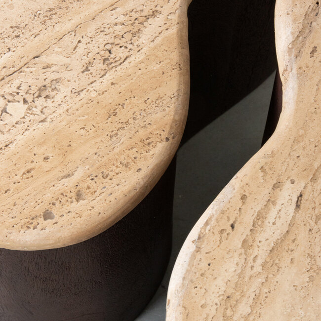 Label51 LABEL51 Salontafel Davi - Espresso - Travertin - 50 cm