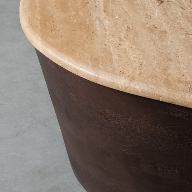 Label51 LABEL51 Salontafel Ravi - Espresso - Travertin - 70 cm