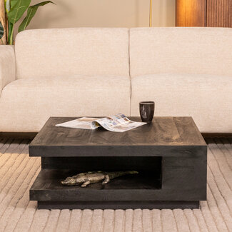 Label51 LABEL51 Salontafel Square - Zwart - Mangohout - 80 cm