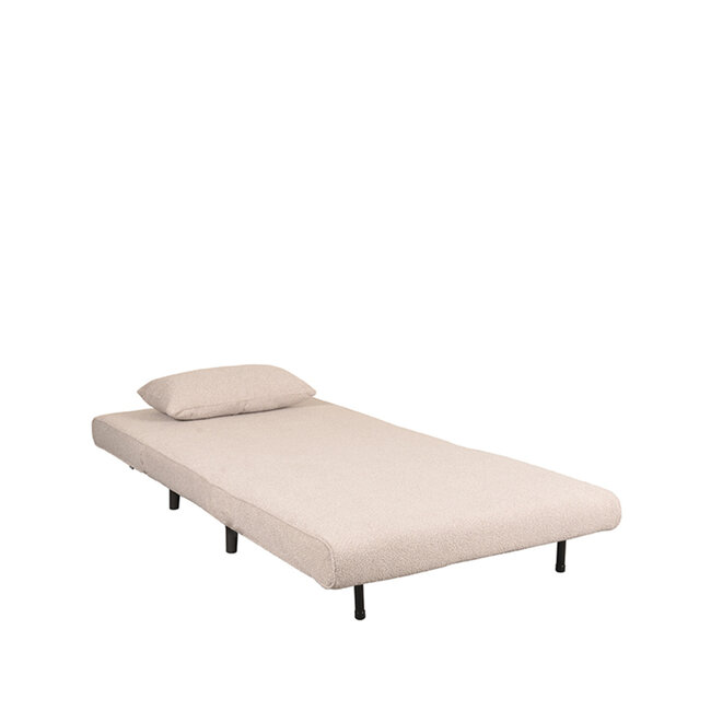 Label51 LABEL51 Slaapbank Single - Naturel - Boucle - Single | Zwarte Poot