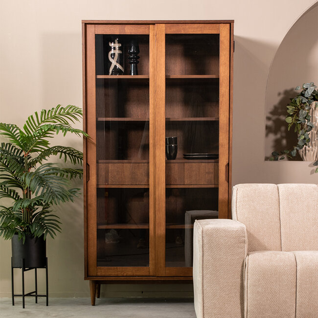 Label51 LABEL51 Vitrinekast Jule - Walnoot - Eiken - Vitrinekast