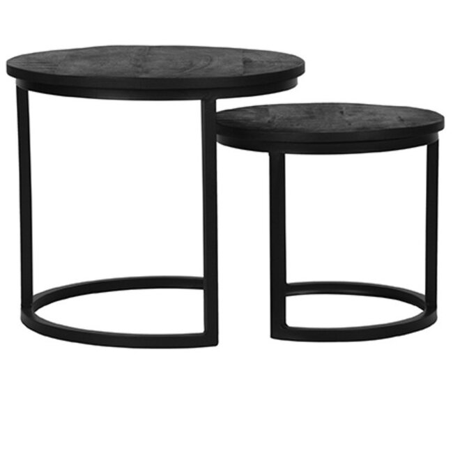 Label51 LABEL51 Salontafel Duo - Zwart - Mangohout - 50 cm