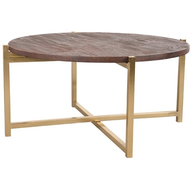 Label51 LABEL51 Salontafel Dox - Espresso - Mangohout - 70 cm - Goud