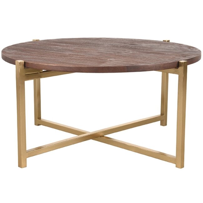 Label51 LABEL51 Salontafel Dox - Espresso - Mangohout - 70 cm - Goud