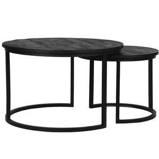 Label51 LABEL51 Salontafel set Double - Zwart - Mangohout - 70 cm
