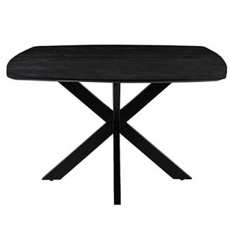 Label51 LABEL51 Eetkamertafel Blake - Zwart - Mangohout - 130x130 cm