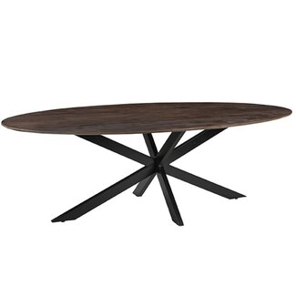 Label51 LABEL51 Eetkamertafel James - Espresso - Mangohout - 210 cm - Ovaal