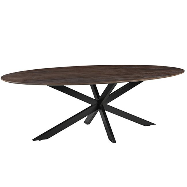 Label51 LABEL51 Eetkamertafel James - Espresso - Mangohout - 210 cm - Ovaal