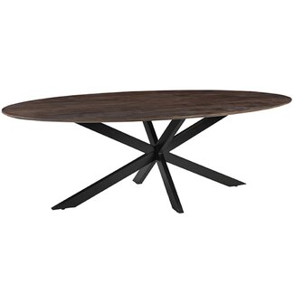 Label51 LABEL51 Eetkamertafel James - Espresso - Mangohout - 240 cm - Ovaal