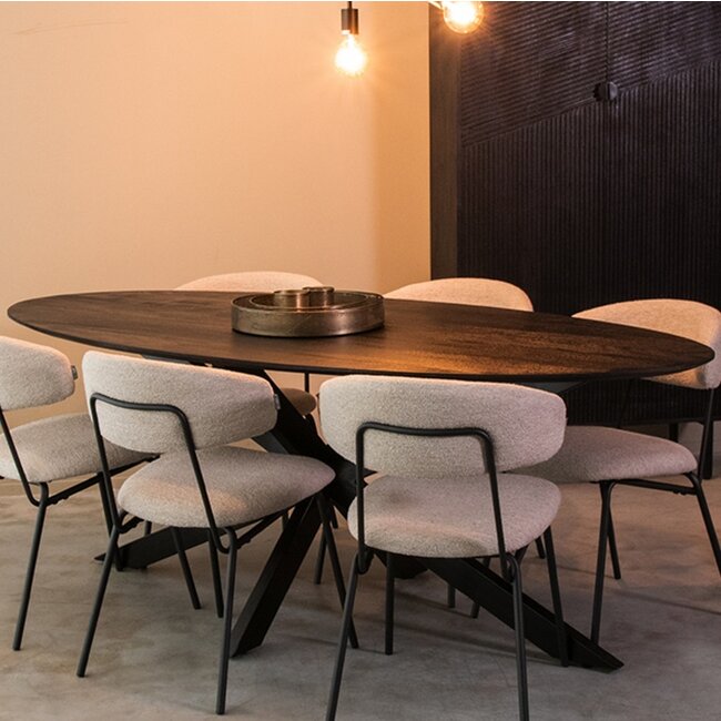 Label51 LABEL51 Eetkamertafel James - Zwart - Mangohout - 210 cm - Ovaal