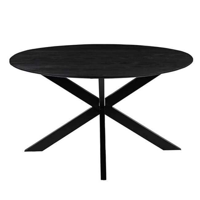 Label51 LABEL51 Eetkamertafel Otis - Zwart - Mangohout - 130 cm - Rond