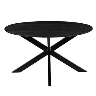Label51 LABEL51 Eetkamertafel Otis - Zwart - Mangohout - 140 cm - Rond