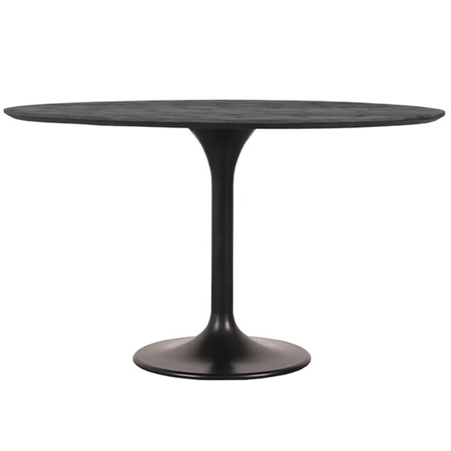 Label51 LABEL51 Eetkamertafel Otto - Zwart - Mangohout - 130 cm - Rond