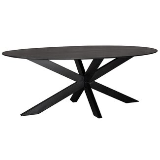 Label51 LABEL51 Eetkamertafel Zion - Zwart - Mangohout - 210 cm - Ovaal