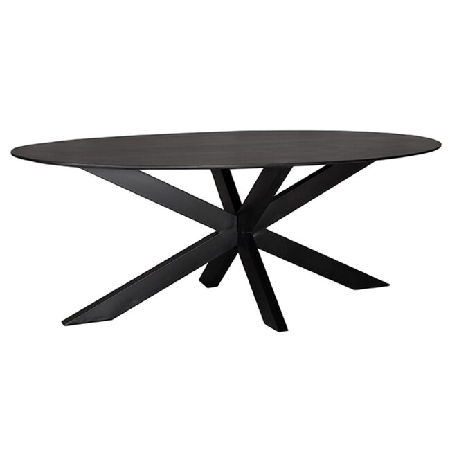 Label51 LABEL51 Eetkamertafel Zion - Zwart - Mangohout - 240 cm - Ovaal