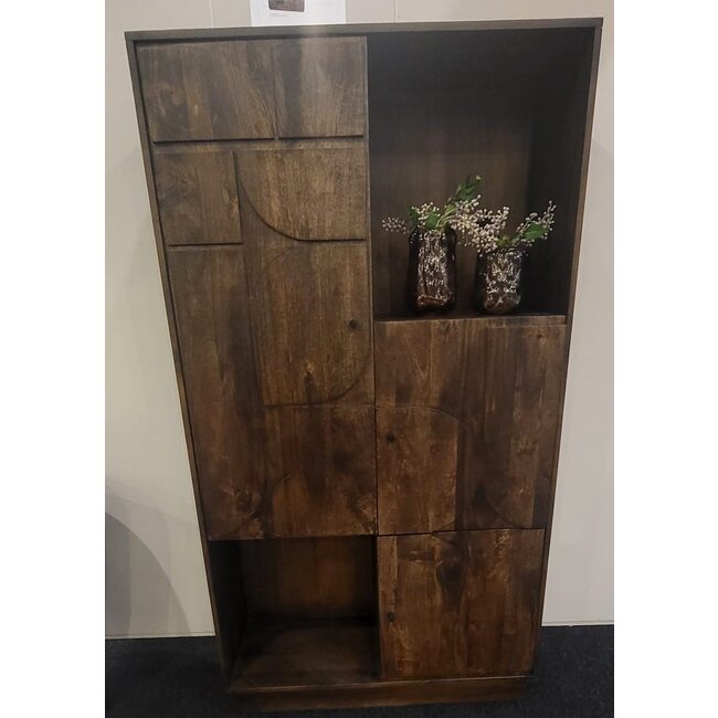 Nijwie Opbergkast Kaapstad walnoot met 3 deuren en 2 open vakken