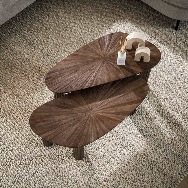WoonStijl Salontafel set van 2 organic Maya teak