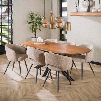 WoonStijl Eetkamertafel 180 Cliff ovale buis mango