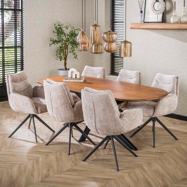 WoonStijl Eetkamertafel 215 Cliff ovale buis mango