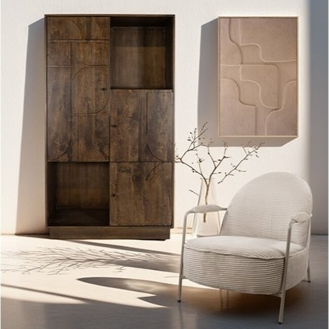 Nijwie Opbergkast Kaapstad walnoot met 3 deuren en 2 open vakken