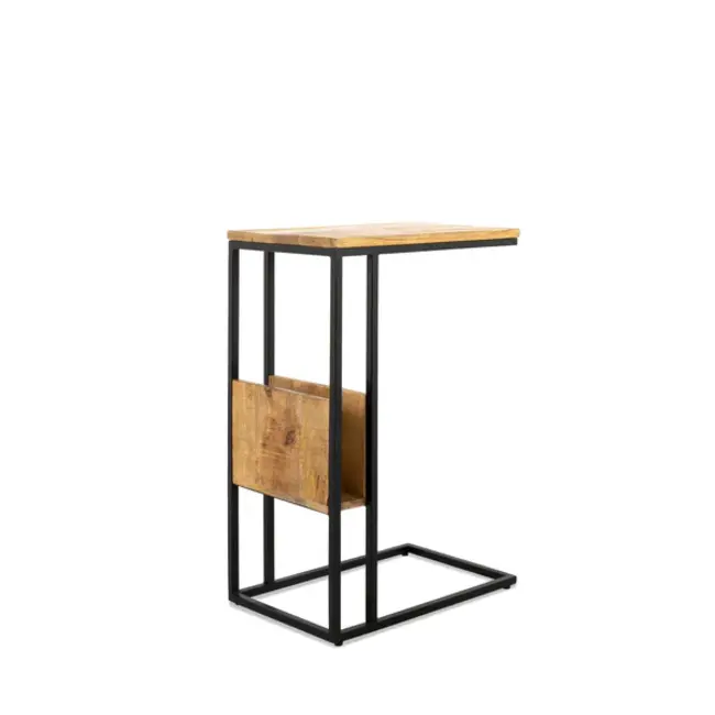 Benoa Bijzettafel industrieel sofa zwart met vak