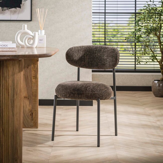 WoonStijl Eetkamerstoel round Tissee cargo bruin