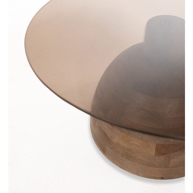 Nijwie Salontafel Christian Ø78 mango / glas bruin