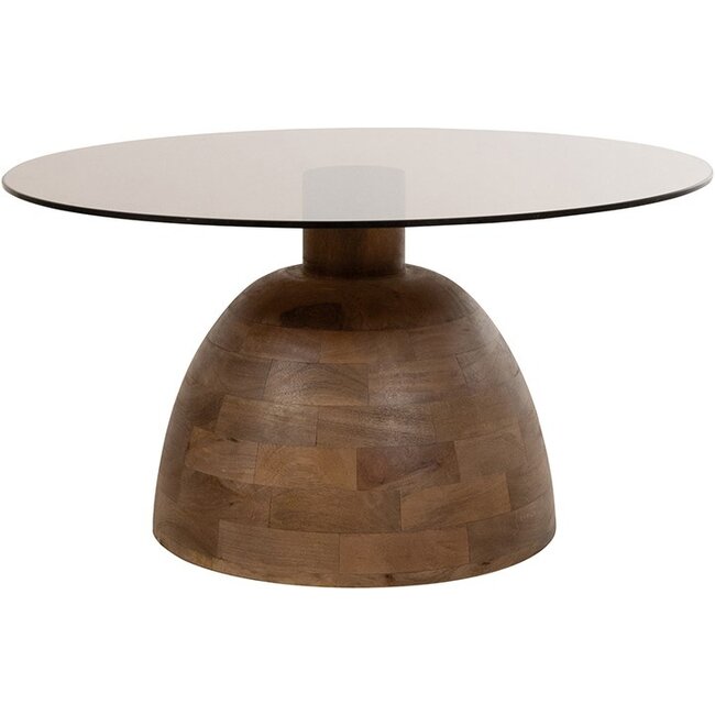 Nijwie Salontafel Christian Ø78 mango / glas bruin