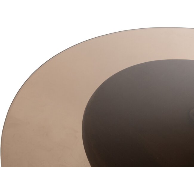 Nijwie Bijzettafel Yves Ø57 mango / glas bruin