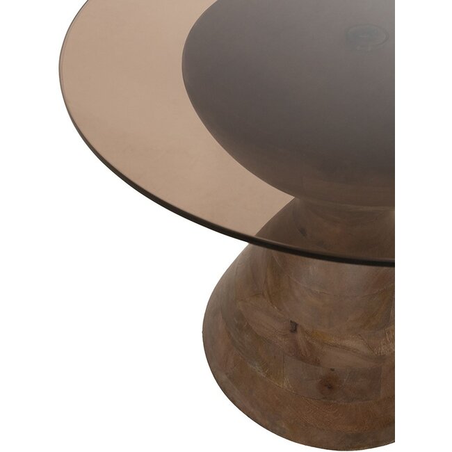 Nijwie Bijzettafel Yves Ø57 mango / glas bruin