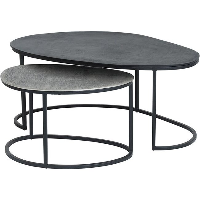 MySons Salontafel Napa set van 2 Zwart en antiek zilver
