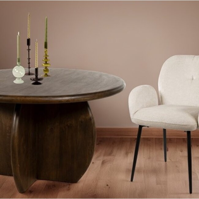 MySons Eetkamertafel Belly Ø130, Mango Brown Walnut