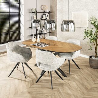 WoonStijl Eetkamertafel 180 organisch visgraat teak