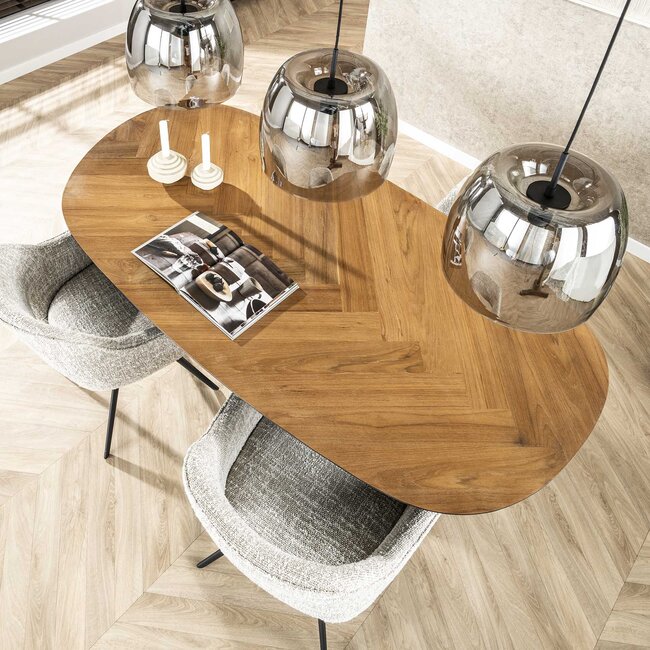 WoonStijl Eetkamertafel 180 organisch visgraat teak - showroommodel