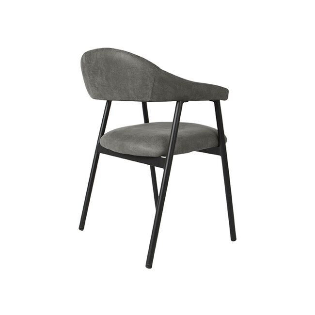 Label51 LABEL51 Eetkamerstoel Amaze - Antraciet - Micro Suede - Black Frame