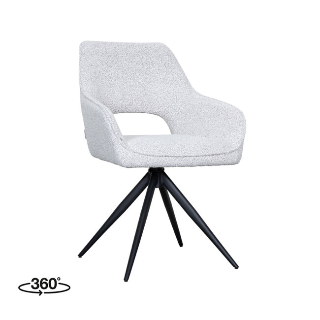 Label51 LABEL51 Eetkamerstoel Finley - Wit - Boucle - Black Frame